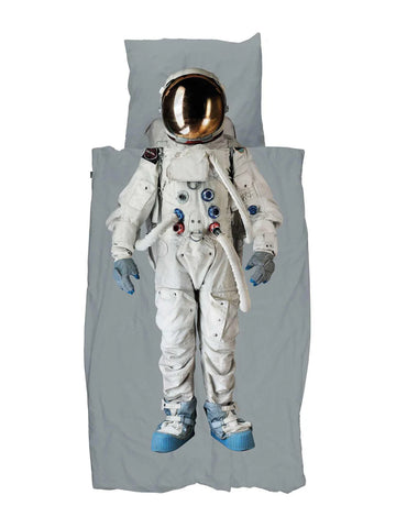 Snurk - dekbedset 140x200cm astronaut grijs