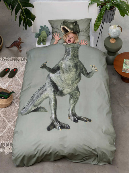 Snurk - dekbedset 140x200cm dino groen