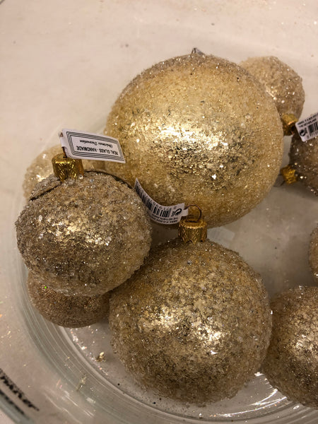 Kerstbal gesuikerd goud (3maten) (T1/R)