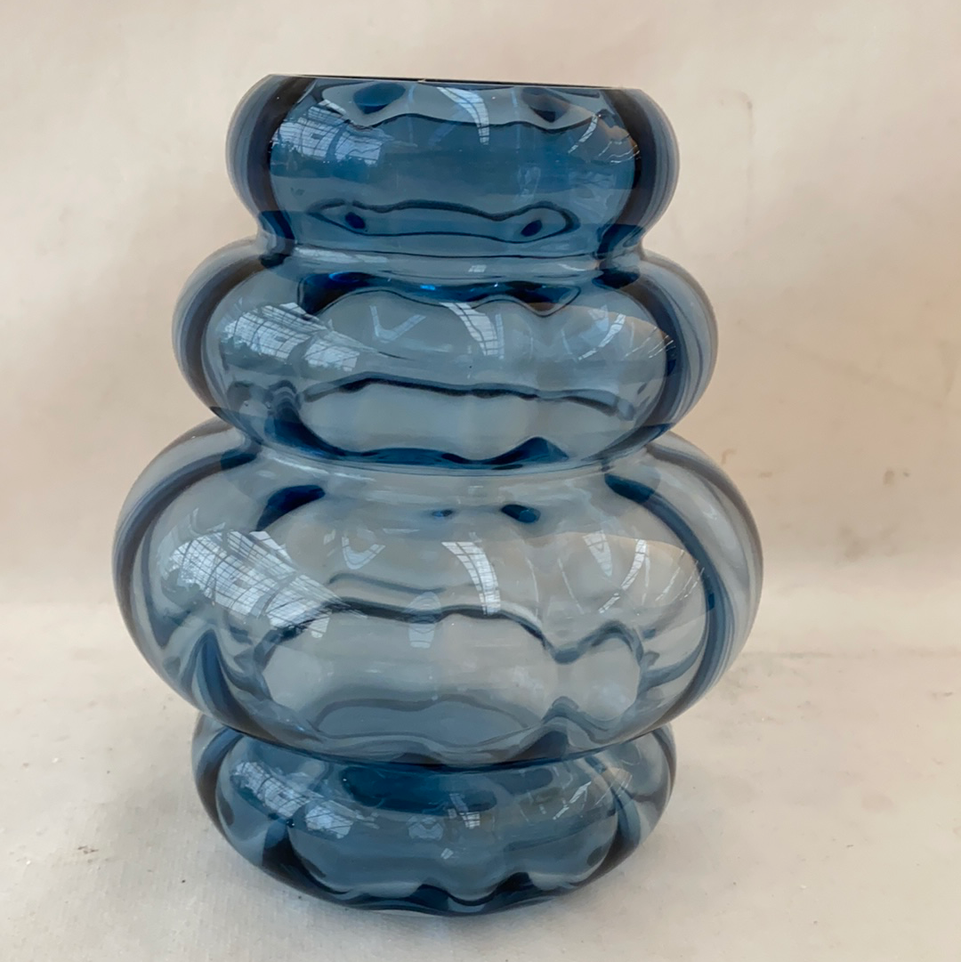 Vaas deco glas blauw 14 x 17 cm (T 3 r)