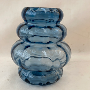 Vaas deco glas blauw 14 x 17 cm (T 3 r)
