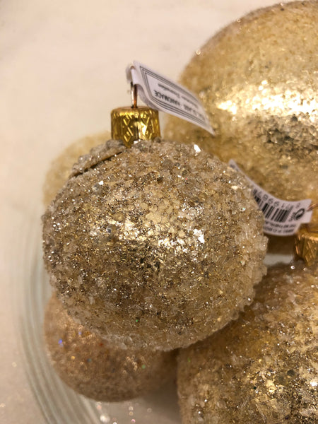 Kerstbal gesuikerd goud (3maten) (T1/R)